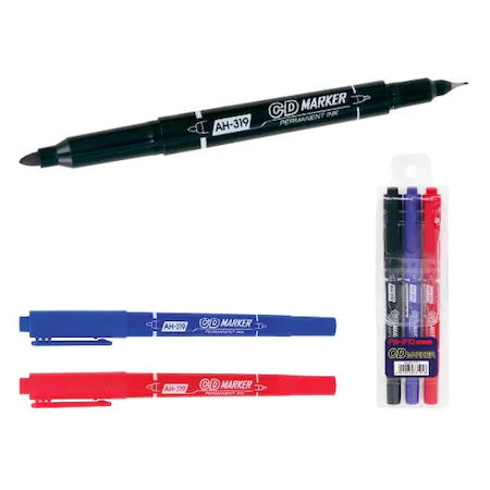 AIHAO 319 ÇİFT UÇLU SİYAH PERMANENT KALEM