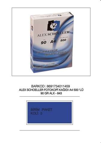 ALEX SCHOELLER A4 90 gr FOTOKOPİ KAĞIDI 500 LÜ (ÖZEL FİYAT)