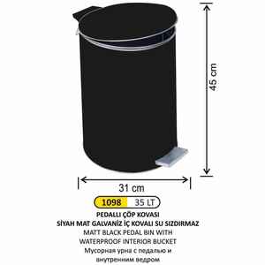 Arı Metal - Arı Metal 1098 Galvaniz Boyalı Pedallı Çöp Kovası 35 Litre