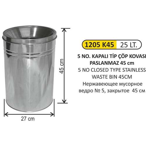 Arı Metal 1205K Kapalı Tip Çöp Kovası 25 Litre