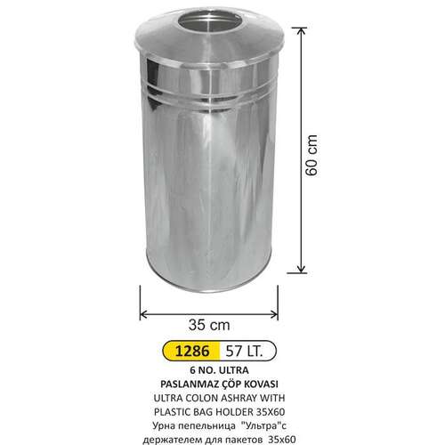 Arı Metal 1286 Ultra Kolon Küllük Poşet Telli 57 Litre