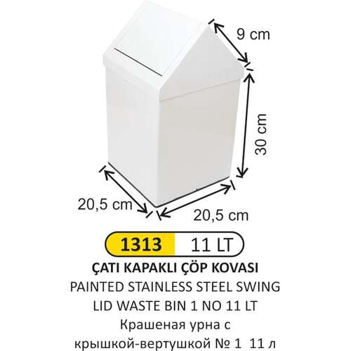 Arı Metal 1313 Çatı Kapak Çöp Kovası Boyalı 11 Litre