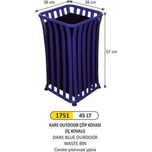 Arı Metal - Arı Metal 1751 Outdoor Çöp Kovası Lacivert 45 Litre