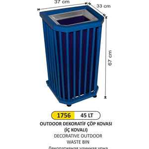 Arı Metal - Arı Metal 1756 Outdoor Çöp Kovası Dekoratif 45 Litre