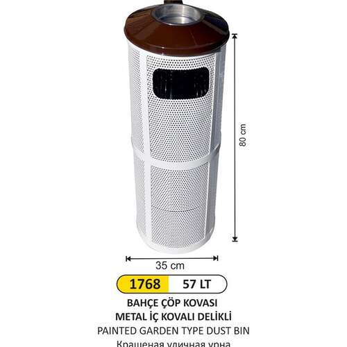 Arı Metal 1768 Dekoratif Çöp Kovası Boyalı 57 Litre