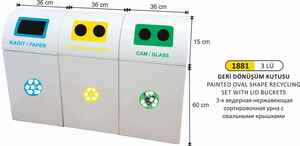 Arı Metal - Arı Metal 1881 Geri Dönüşüm Seti 3 Lü Boyalı Oval Kapaklı