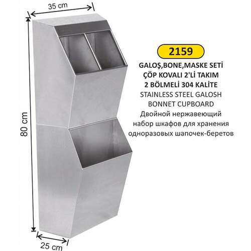 Arı Metal 2159 Galoş Bone Dolabı Takım 2 li Paslanmaz