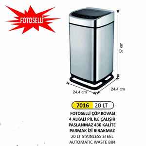 Arı Metal - Arı Metal 7016 Fotoselli Çöp Kovası 20 Litre Paslanmaz