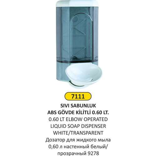 Arı Metal 7111 Sıvı Sabunluk 600 ML Beyaz Şeffaf Dirsekli