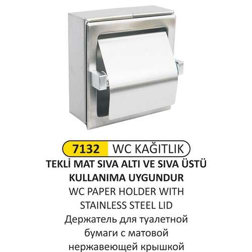 Arı Metal 7132 Wc Kağıtlık Tekli Mat Paslanmaz Kapaklı