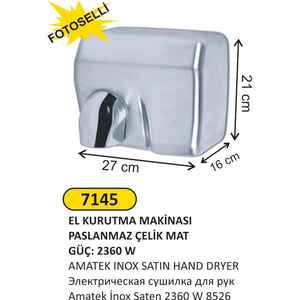 Arı Metal - Arı Metal 7145 Amatek El Kurutma Makinesi İnox Saten 2360W