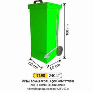 Arı Metal - Arı Metal 7190 Galvaniz Konteyner 240 Litre Pedallı Boyalı