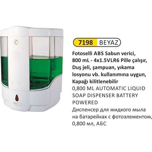 Arı Metal 7198 Fotoselli Sıvı Sabunluk 800 ML Pilli