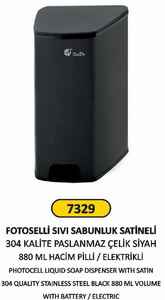 Arı Metal - Arı Metal 7329 Fotoselli Sıvı Sabunluk Paslanmaz Siyah 880 ML