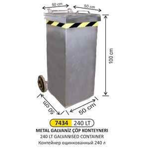 Arı Metal - Arı Metal 7434 240 Lt Galvaniz Konteyner