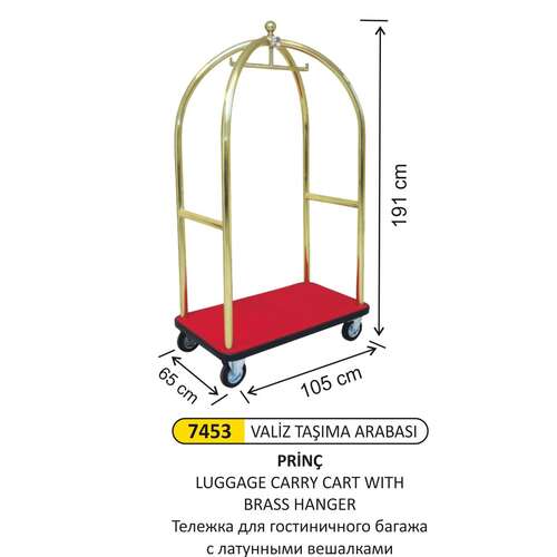Arı Metal 7453 Valiz Taşıması Arabası Pirinç Askılı