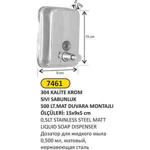 Arı Metal - Arı Metal 7461 Paslanmaz Sıvı Sabunluk 500 ML Mat
