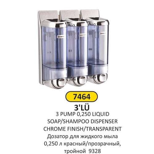 Arı Metal 7464 Sıvı Sabunluk 3 lü 250 ML Krom Şeffaf