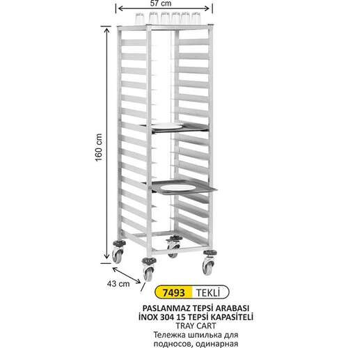 Arı Metal 7493 Tepsi Arabası Paslanmaz Tekli