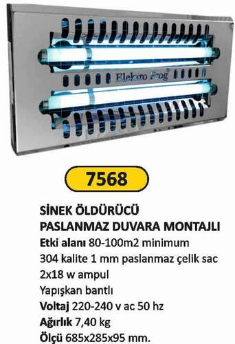 Arı Metal 7568 Sinek Öldürücü Paslanmaz Çelik Duvara Montajlı