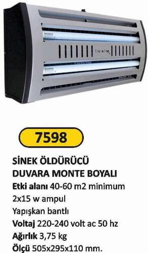 Arı Metal 7598 Sinek Öldürücü Duvara Monte Boyalı