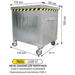 Arı Metal - Arı Metal 7651 Paslanmaz Galvaniz Konteyner 1100 Litre