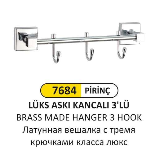 Arı Metal 7684 Lüks Askı Kancalı 3 Lü Prinç