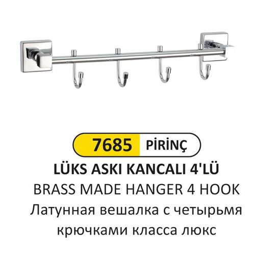 Arı Metal 7685 Lüks Askı Kancalı 4 Lü Prinç