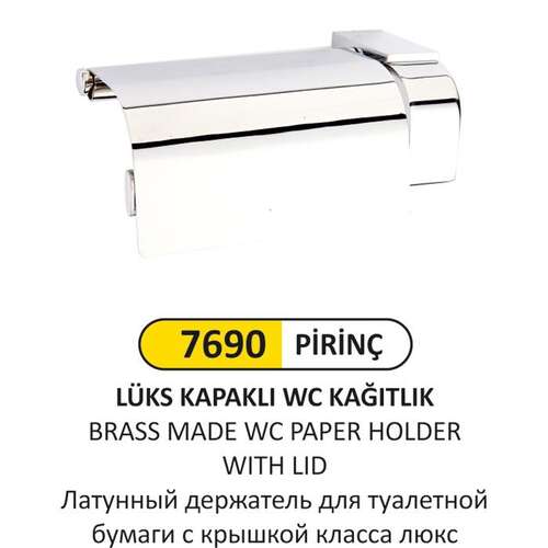 Arı Metal 7690 Lüks Wc Kağıtlık Kapaklı Prinç