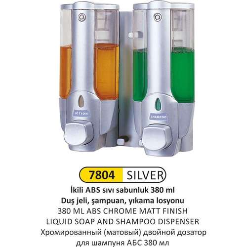 Arı Metal 7804 Sıvı Sabun Şampuan Verici Abs Mat Krom 2 Li 380 Ml
