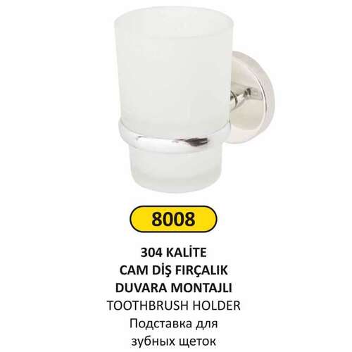 Arı Metal 8008 Diş Fırçalık Cam Duvara Montajlı 304 Kalite