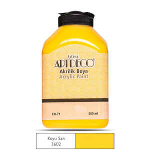 FANART-ARTDECO - ARTDECO AKRİLİK BOYA 500 ML.K.SARI 070L-3602