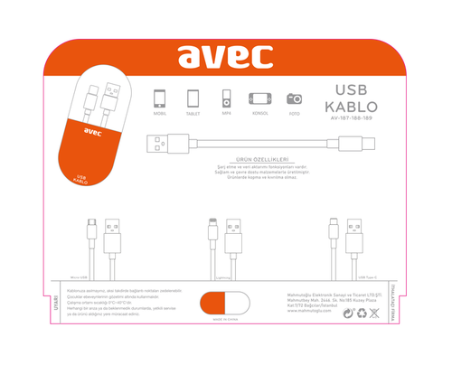 AVEC AV-187 Micro USB Kablo