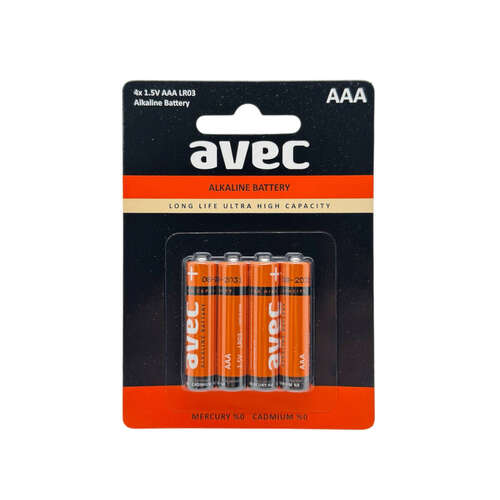 AVEC LR03 ALKALİN İNCE PİL 4LÜ BLS.