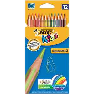 BIC - Bic Tropıcolor 12 Renk Kuru Boya Kalemi Uzun 8325669
