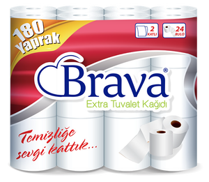 Koçal Kağıt - Brava Extra 2 Katlı Tuvalet Kağıdı 24x3 72 li 180 Yaprak