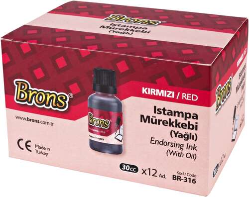 BRONS ISTAMPA MÜREKKEBİ KIRMIZI 30 cc BR-316