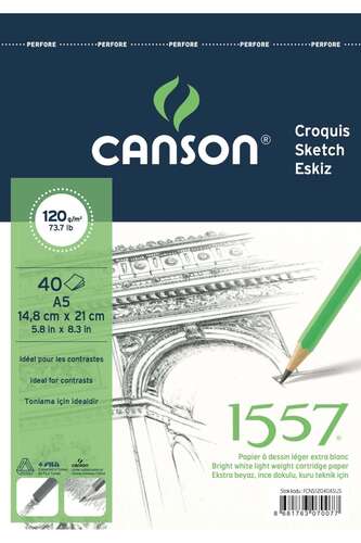 Canson 1557 A5 40 Yp Resim Ve Çizim Blok 12040A5