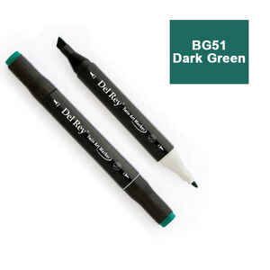 PEBEO - DEL REY TWIN MARKER BG51 DARK GREEN ÇİFT UÇLU GRAFİK KALEMİ MN-DR051