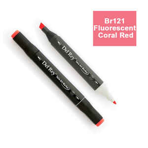PEBEO - DEL REY TWIN MARKER F121 FLUORESCENT CORAL RED ÇİFT UÇLU GRAFİK KALEMİ MN-DR121