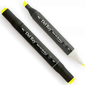 PEBEO - DEL REY TWIN MARKER F123 FLUORESCENT YELLOW ÇİFT UÇLU GRAFİK KALEMİ MN-DR123