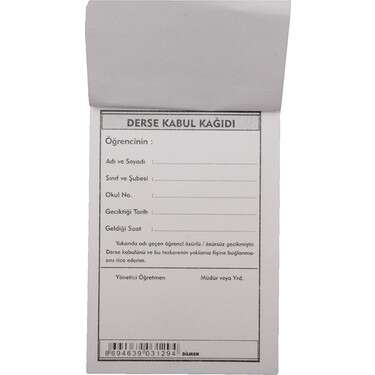DİLMAN DERSE KABUL KAĞIDI 2 NÜSHA 50 yp. OTOKOPİLİ