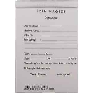 DİLMAN - DİLMAN ÖĞRENCİ İZİN KAĞIDI 50 YP 2 NÜSHA OTOKOPİLİ