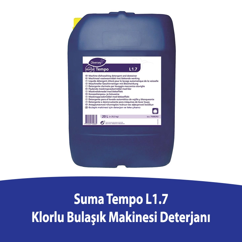 Diversey - Diversey Suma Tempo L1.7 Klorlu Bulaşık Makinesi Deterjanı 20 L