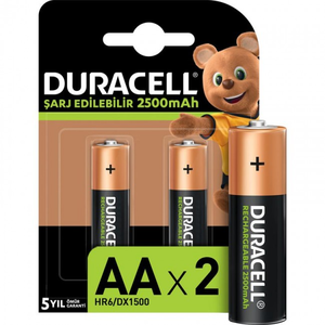 Duracell - DURACELL 2500 MAH 2Lİ ŞARJLI KALEM PİL