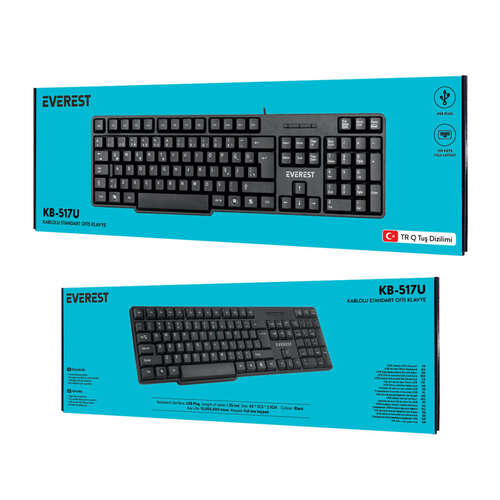 EVEREST KB-517U SİYAH USB Q KLAVYE