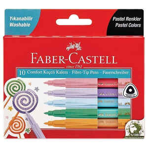 FABER CASTELL - FABER 10 RENK COMFORT KEÇELİ KALEM PASTEL RENKLER 50620000110