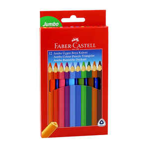 FABER CASTELL - FABER 12 RENK JUMBO ÜÇGEN TÜP KURU BOYA 116615
