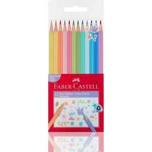 FABER CASTELL - FABER 12 RENK ÜÇGEN KURU BOYA PASTEL RENKLER 116313