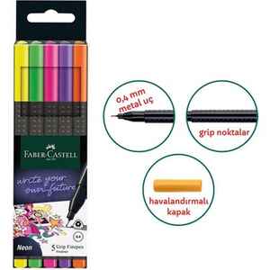 FABER CASTELL - FABER GRIP FİNEPEN NEON 5 Lİ 20151603